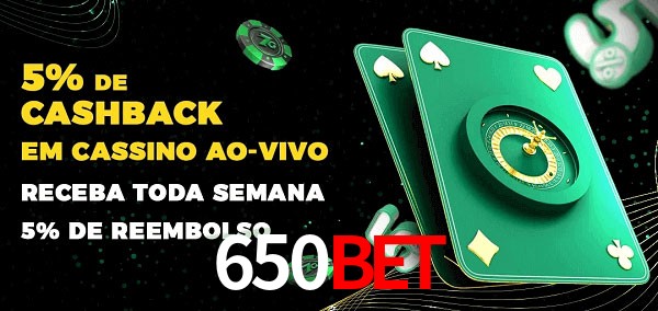 Promoções do cassino ao Vivo 650bet